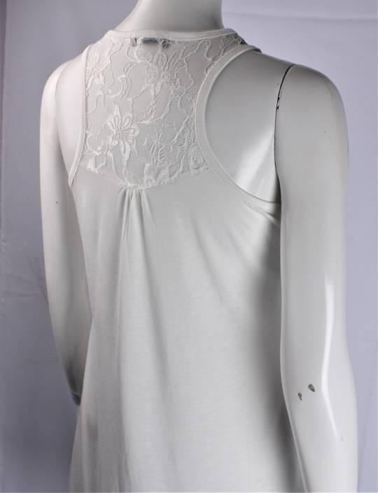 Bamboo cotton razor back lace insert nightie cream Style: AL/BAM/6/CRM (back view)